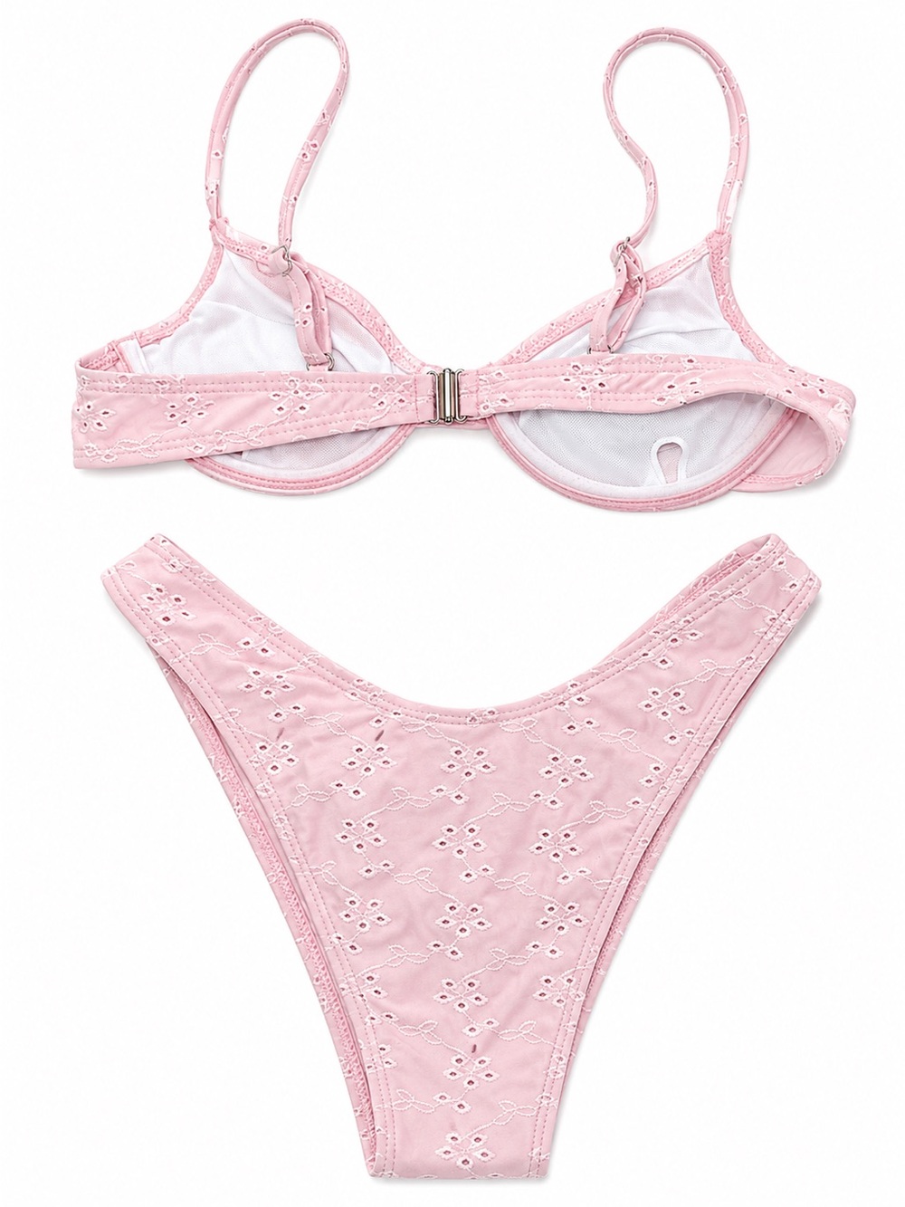 Bikini two-piece swimsuit Pink Eyelet Underwire size S - Picture 3 of 5